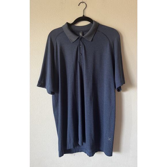 Lululemon Shirt Men’s XXL Navy Polo Metal Vent Golf Short Sleeve READ - Picture 1 of 8